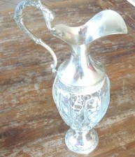 Carafe ou aiguière cristal et métal argenté - Distillerie Button/ Galbiati - TBE