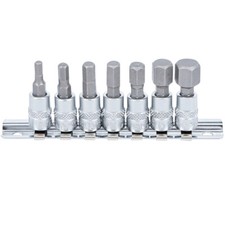 JEU DE 7 DOUILLES A EMBOUTS 6 PANS MALES de 4 à 12 mm POUR CLIQUET 1/4