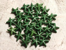 20pc - Perles Turquoise synthèse Etoiles de Mer 14x6mm Vert   4558550000675 