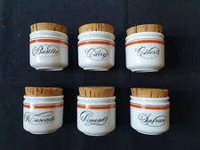 6 pots à épices en porcelaine d'Auteuil service bistrot orange