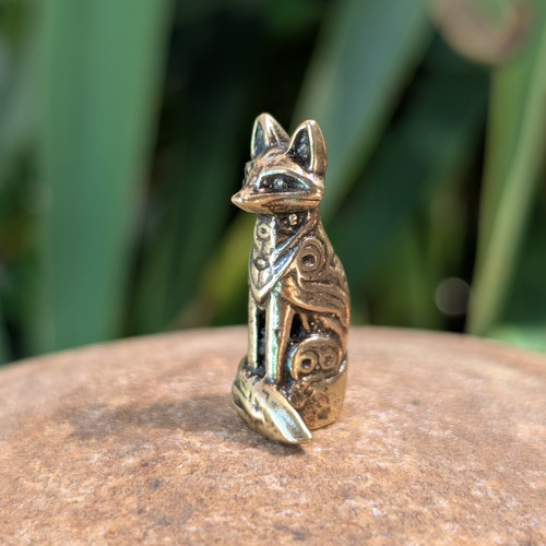 Brass fox totem - totem, miniature