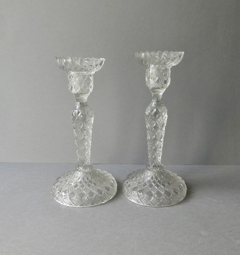 Paire bougeoirs verre - de,