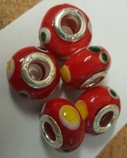 5 Perles Lampwork , perles de
