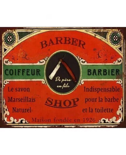 Plaque métal vintage - , barber