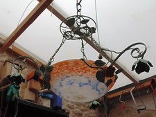 rare ancien magnifique lustre art déco fer forgée signé NOVERDY  Muller frères