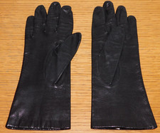vintage GANTS en CUIR de femme GANTS noir TAILLE S black