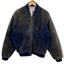 Blouson Bombers Croûte De Cuir Retourné Vintage 80’s Naf Naf (Doublure Satin)