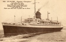 Cie Gle Transatlantique CGT French Line CHAMPLAIN seen at sea