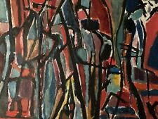 Belle Peinture Huile Sur Toile Abstrait Signé A Identifier Abstraction 1960 Art