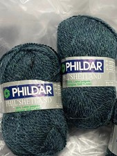 VINTAGE PHILDAR PHIL SHETLAND 2 pelotes PETROLE neuves