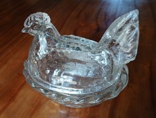 Poule-coffret Bonbonnière verre  13,5 cm