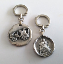 LOT 2 PORTE CLES METAL ARGENTE AMEDEE BOLLEE + SAINT-CHRISTOPHE / BP REF78793