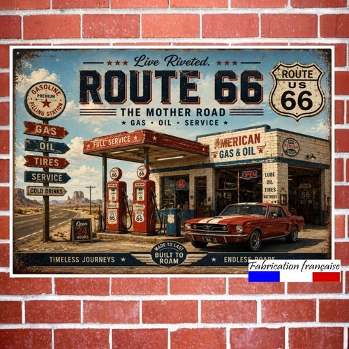 Plaque vintage route - , 66