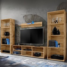 NOUVEAU komodee Taranto Grande Meuble TV, Chêne Blanc Noir, Bibliothèque