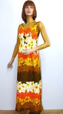 Vintage 1960/70s Hawaiian  Floral Maxi Dress MALIHINI Size S Made in Hawaii