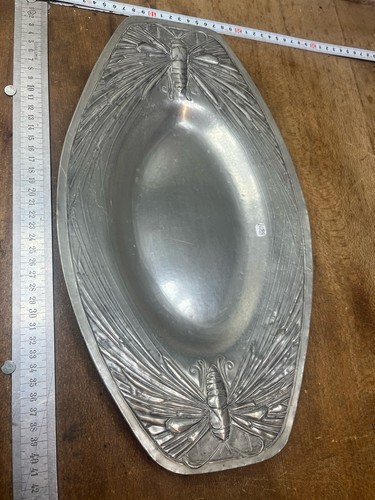Ancien plat étain décors - , en