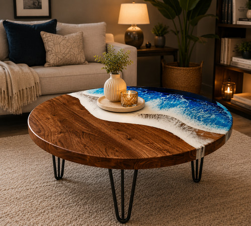 Table basse luxe résine - basse, de