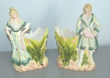 Paire Figurine Biscuit Couple Porcelaine Signé DEP Numéroté Antique Allemand