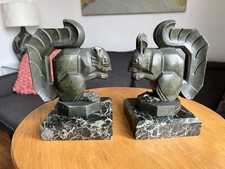 Max Le Verrier, Paire De Serre Livres Écureuils Art Déco