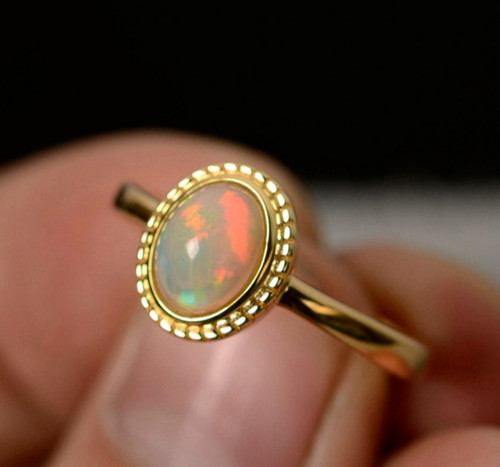 Bague opale blanche - bague,