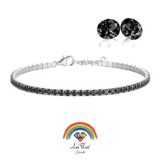 Bracelet Tennis Noir en Argent