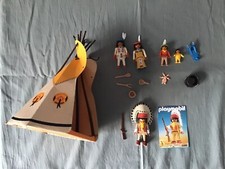 PLAYMOBIL  FAR WEST WESTERN.  FAMILLE INDIENNE / CHEF INDIEN / TIPI.  N°H
