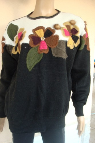 Pull tricot noir brode - noir,