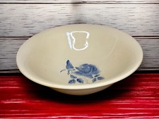 Grand Plat Creux Digoin Serraguemine Blanc Motifs Floraux Bleu.