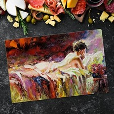 Cuisine planche à découper cuisine Peinture à l'huile Femmes Nues Fleurs 80x52