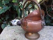 ANCIEN SEAU A CHARBON CACHE POT CUIVRE LAITON JARDINIÈRE 