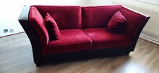 Canapé fixe cuir et velours rouge
