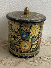 Ancienne Boîte Ou Bonbonnière Deco Métal Fer Fleur Colorée Vintage