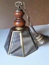 Luminaire lanterne vintage métal vitres verre fumé biseauté vintage années 1970.