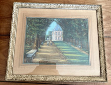 tableau N272 pastel allée du chateau signé charles martin
