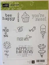 Stampin Up Sweet Stuff Transparent Fixation Tampons Anniversaire Cupcake Oiseau