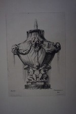 PEQUEGNOT (1819-1878) GRAVURE XIX ORNEMENT VERSAILLES BAROQUE FONTAINE ANTIQUE D
