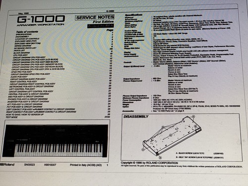 Roland 1000 service - roland,