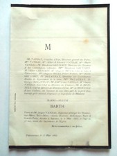 BARBE ALOYSE BARTH VANDAL GRETERIN DELAUNAY MONTULE MUEL 1866 Faire Part deces