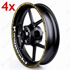 Wheel Bandes And Inner Rim Stickers Ninja pour Kawasaki Racing Blanc Or