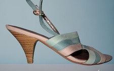 Escarpins été cuir gris/bleu