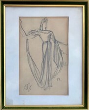 DIMITRI BOUCHENE DESSIN ORIGINAL COSTUME ÉLECTRE JEAN GIRAUDOUX JOUVET 1937 
