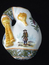 BOUQUETIERE MURALE  FAIENCE DE QUIMPER PORQUIER BEAU ? FRISE BOTANIQUE PONT AVEN