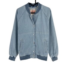 Veste Bomber En Jean Bleu Pour