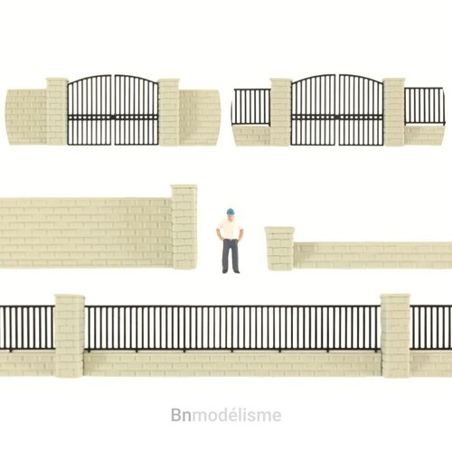 Mur pierre et grille - et,