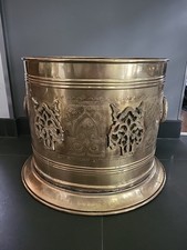 Énorme Cache Pot En Cuivre Jaune Laiton Orientaliste Oriental Dinanderie H36CM