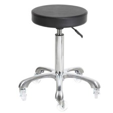 Tabouret base métal assise noire synthétique - matériel coiffure esthétique kiné