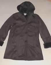manteau daim et fourrure femme taille 42-44 a capuche marron etat neuf