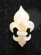 Broche Nacre & Fleurs de Lys XIX EME Bijoux Royaliste Antique Jewelry 19 th N2