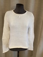 Très Beau Et Authentique Pull Maille Coton Blanc Courreges M Tbe