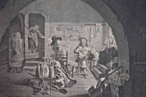 Conversation flamande gravure - conversation,